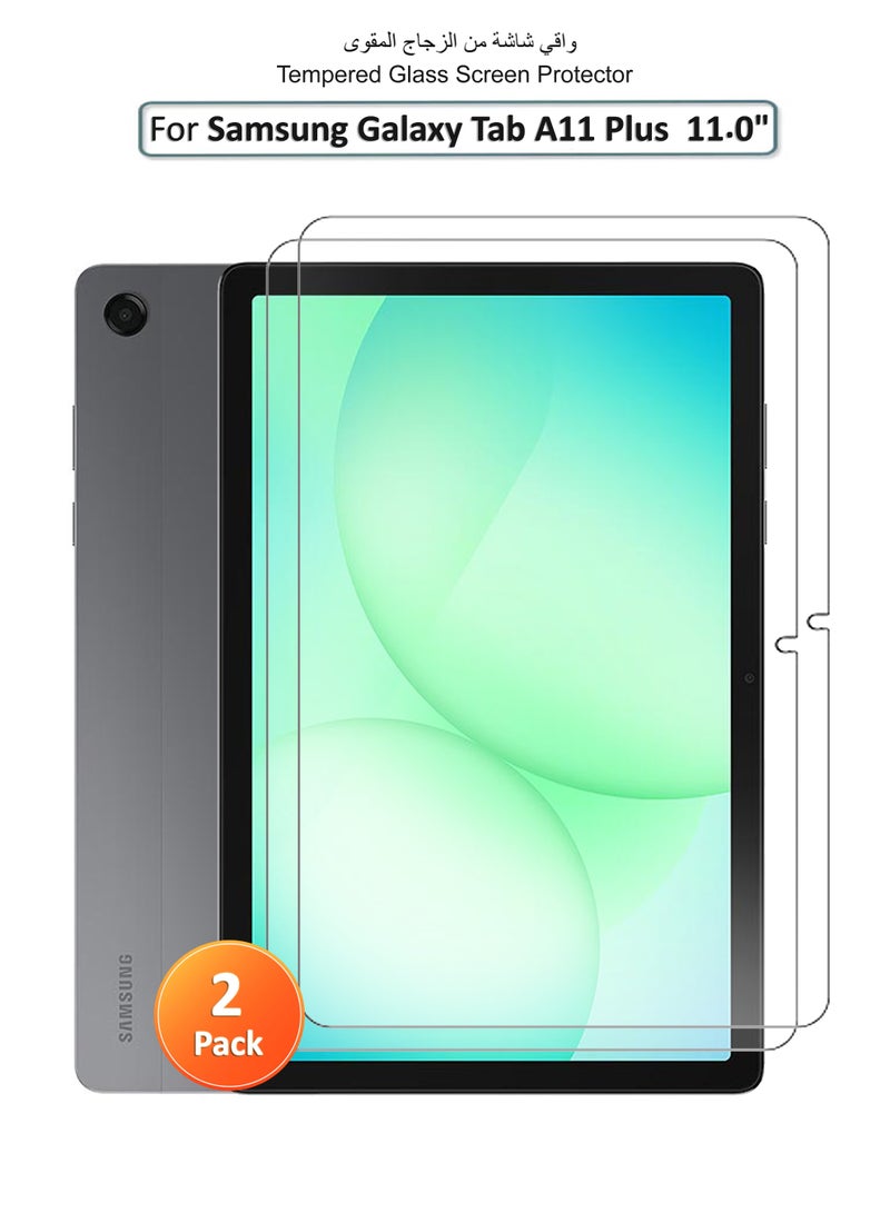 2 قطع واقي شاشة زجاجي مقسى لجهاز سامسونج جالاكسي تاب A11 بلس 11 بوصة – شفافية عالية، لمسة رقيقة، مضاد للانفجار، حواف سلسة، تركيب سهل، واقي شاشة لجهاز سامسونج جالاكسي تاب A11 بلس 11 بوصة - Image 1